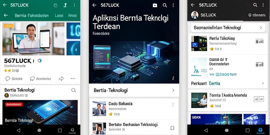 Antarmuka modern dan fungsi aplikasi berita teknologi.