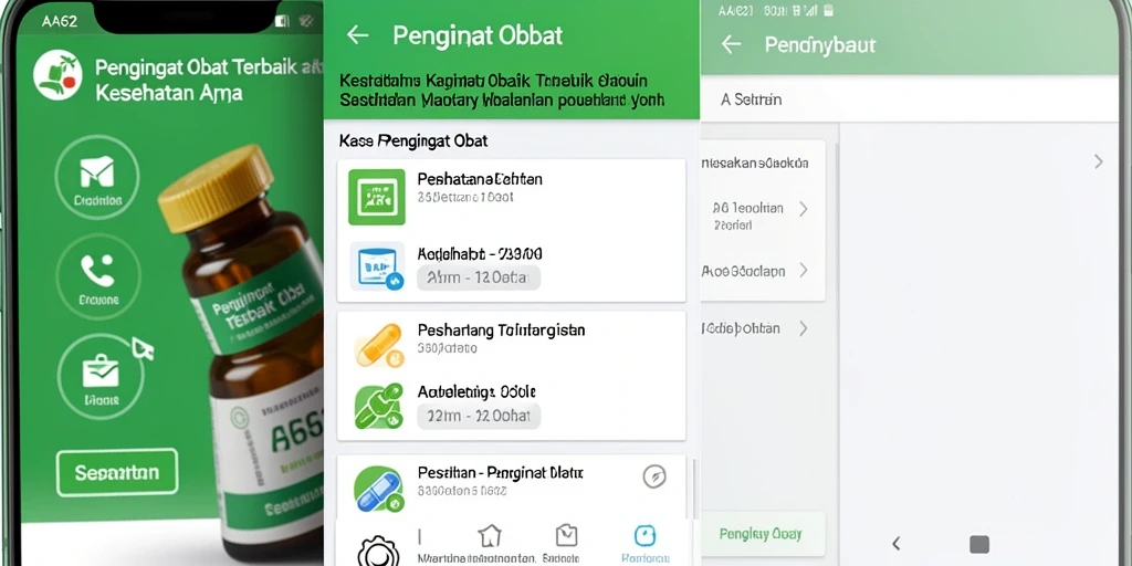Antarmuka pengguna AA62 dengan fitur pengingat obat yang praktis.