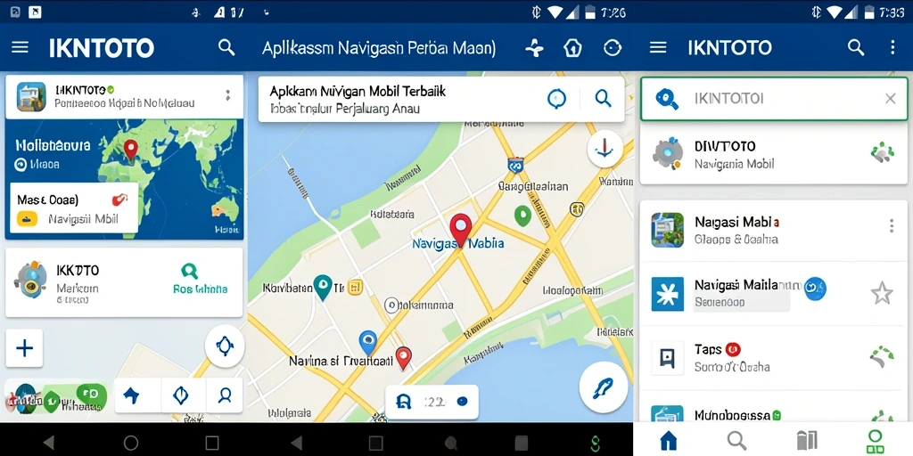 Antarmuka aplikasi IKNTOTO dengan fitur Navigasi Mobil yang informatif.