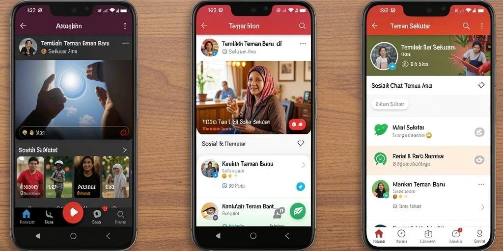 Tampilan antarmuka pengguna aplikasi Teman Sekitar IN22.