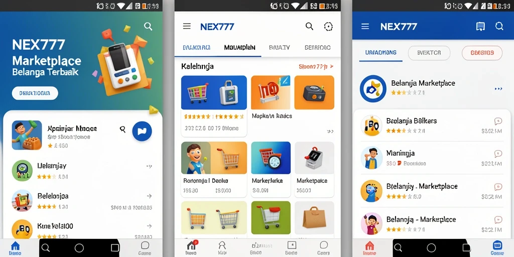 Tampilan antarmuka NEX777 yang menarik dan intuitif untuk berbelanja.