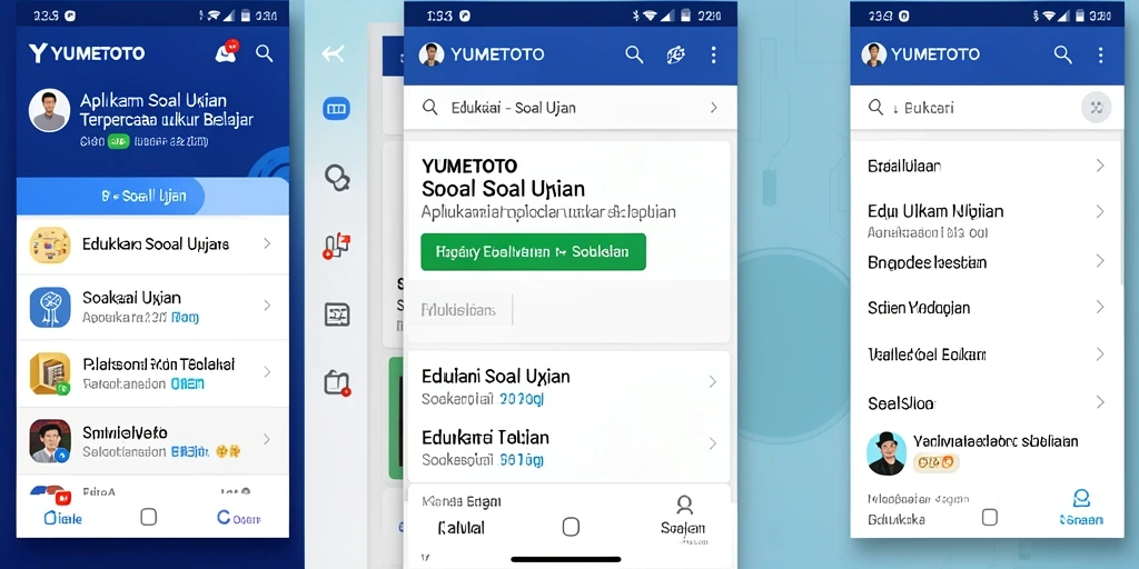 Tampilan antarmuka YUMETOTO dengan soal ujian yang jelas dan interaktif.